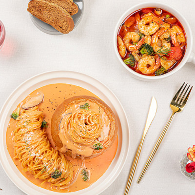 [담짜몰] 매콤 빠네 파스타+매운 감바스 알아히요 밀키트(3~4인분)